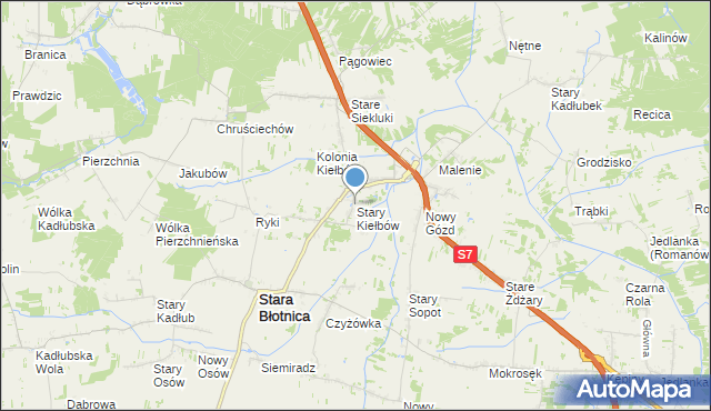 mapa Stary Kiełbów, Stary Kiełbów na mapie Targeo